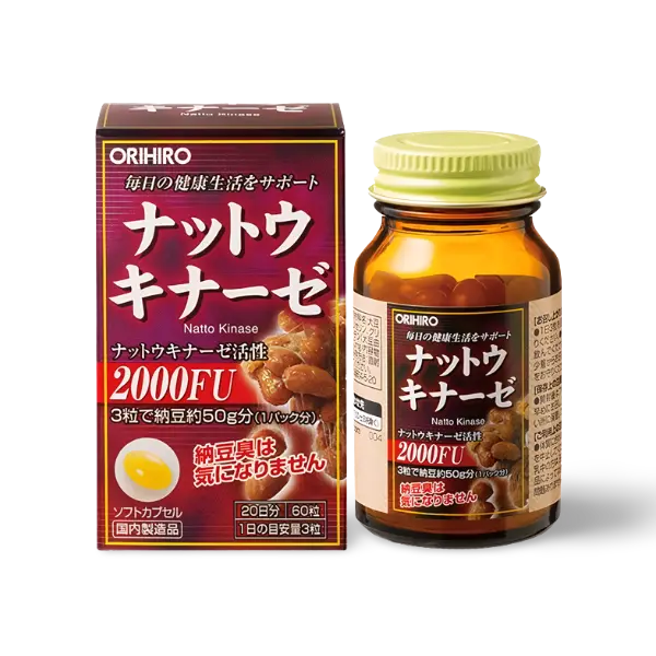 ORIHIRO - Natto kinase 2000fu hộp 60 viên ngăn ngừa tai biến, hỗ trợ sức khoẻ