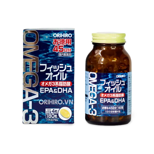 ORIHIRO - Dầu cá bổ mắt Omega-3 hộp 180 viên